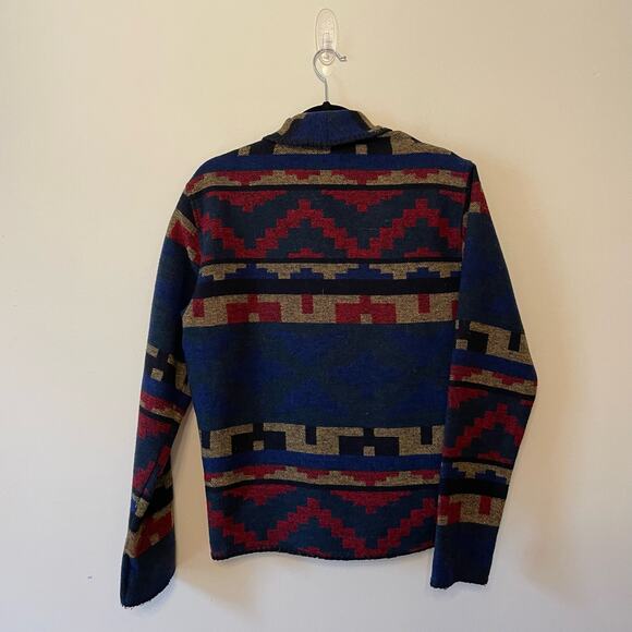 I Love H81 M cardigan multicolor Aztec cabincore cozy wool blue pocket geometric - Picture 5 of 7